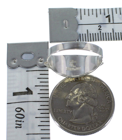 Southwest Turquoise Inlay Silver Ring Size 5-1/2 EX44890